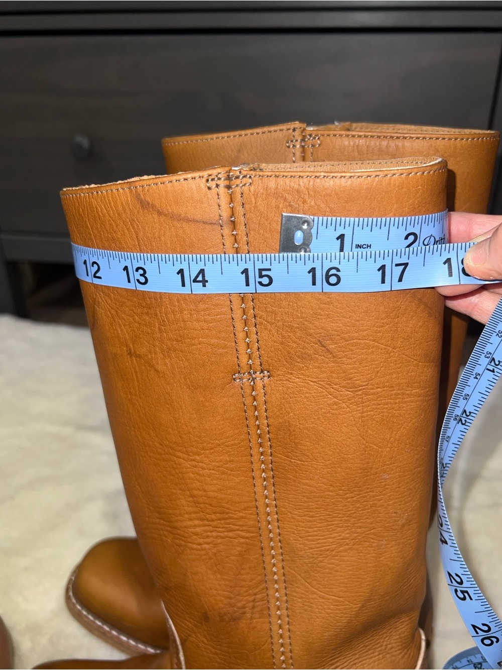 Frye Campus Boots in Saddle Brown Cognac Leather - WORN ONCE excellent preowned - Picture 8 of 12